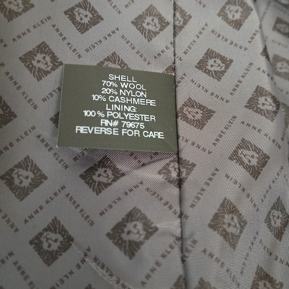 NWT Anne Klein Cashmere Blend Women's Size 18 Classic Charcoal Trench Pea Coat - Picture 5 of 9